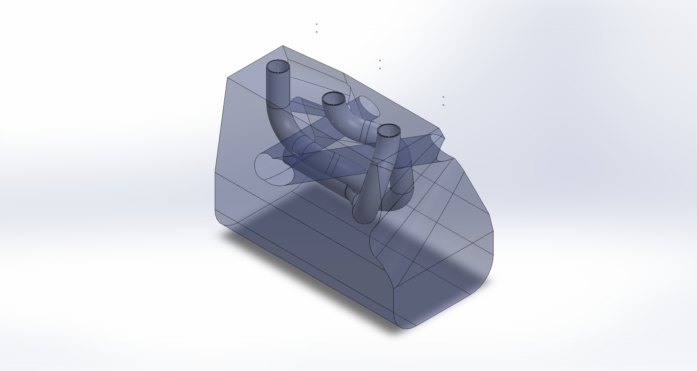 CAD model of an equal-length three-into-one exhaust for a hydrogen Mazda 13B